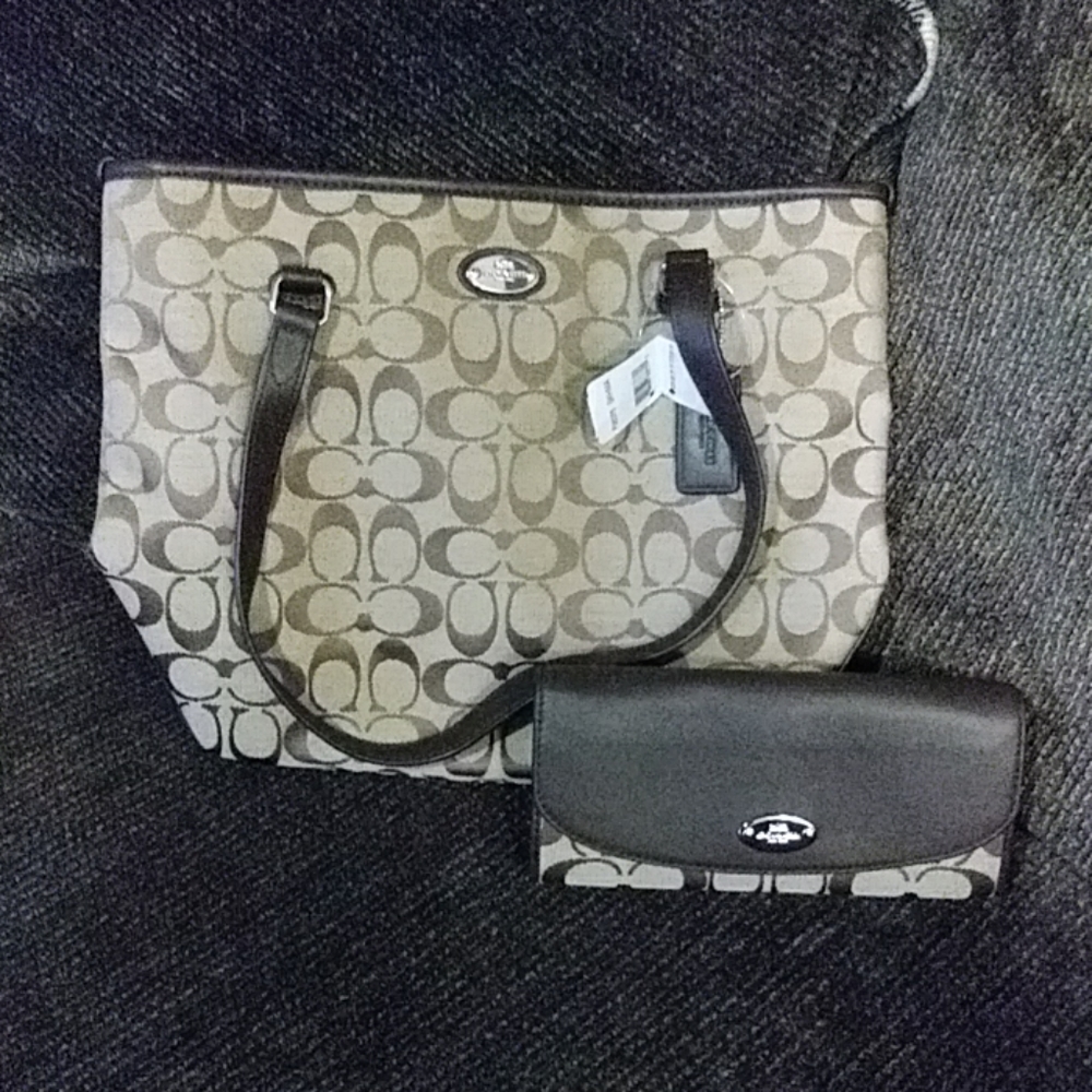 Brown Coach Handbag with matching wallet